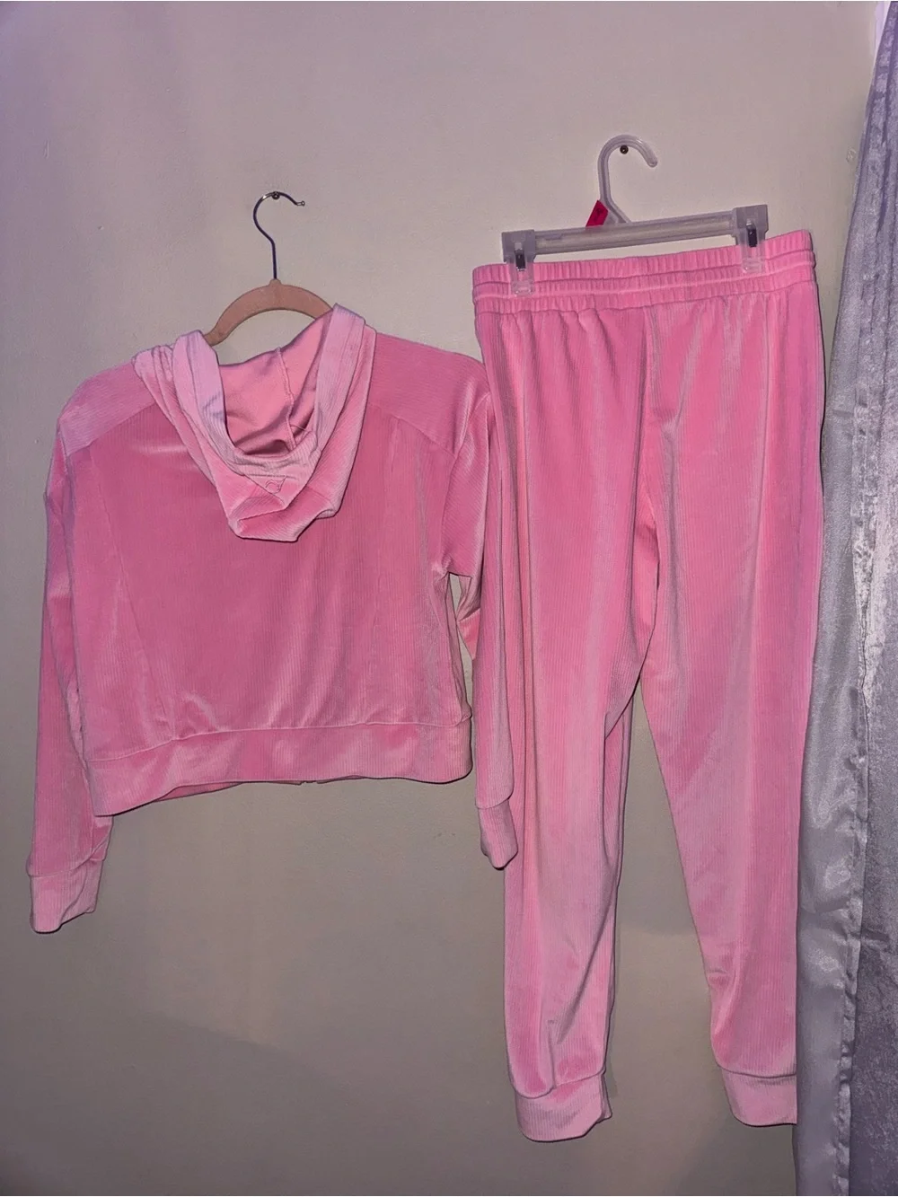 90 Degree By Reflex Pink Velour Hoodie & Jogger Pajama Set